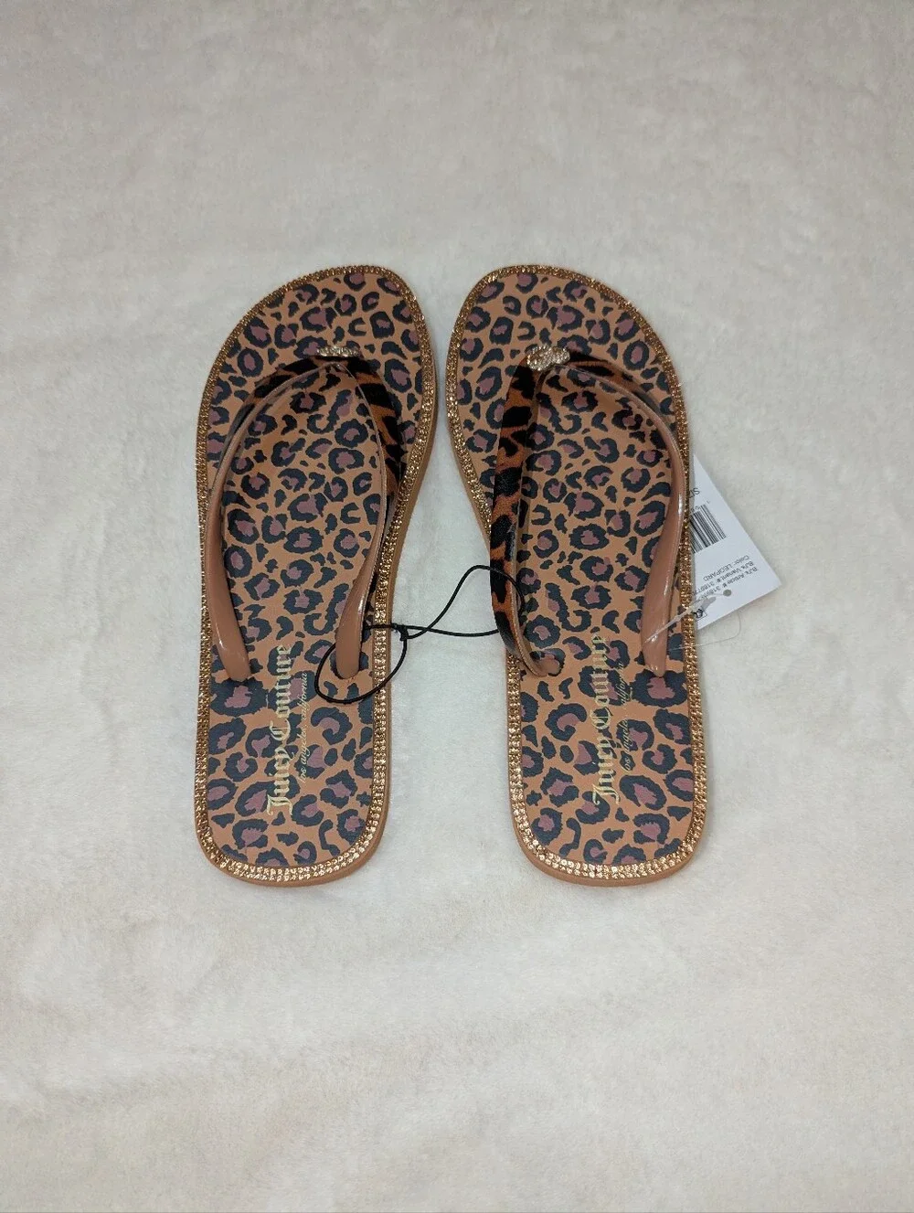Juicy Couture Y2K Leopard Print Flip Flops